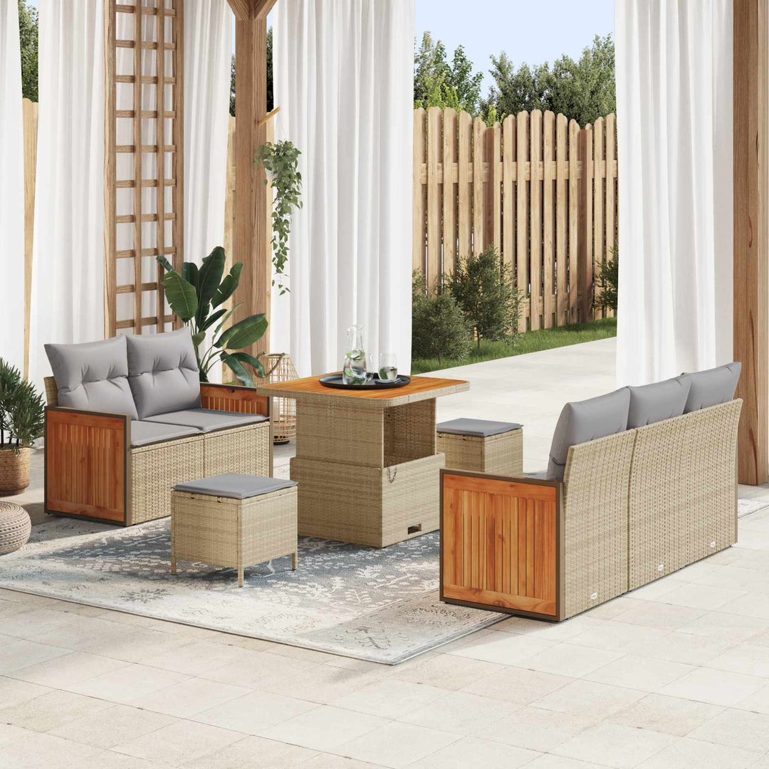 Havesofa Sæt med pude 8 pcs Beige og lys grå