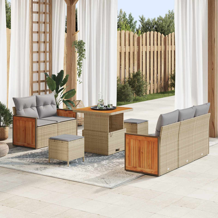 Havesofa Sæt med pude 8 pcs Beige og lys grå