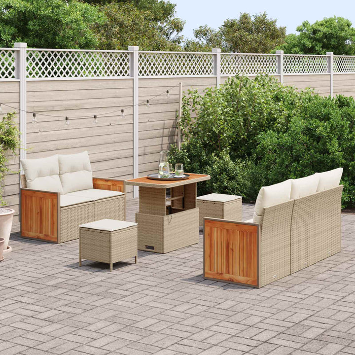 Havesofa Sæt med pude 8 pcs Beige og creme