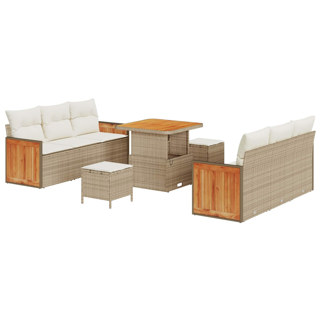 Havesofa Sæt med pude 9 pcs Beige og creme
