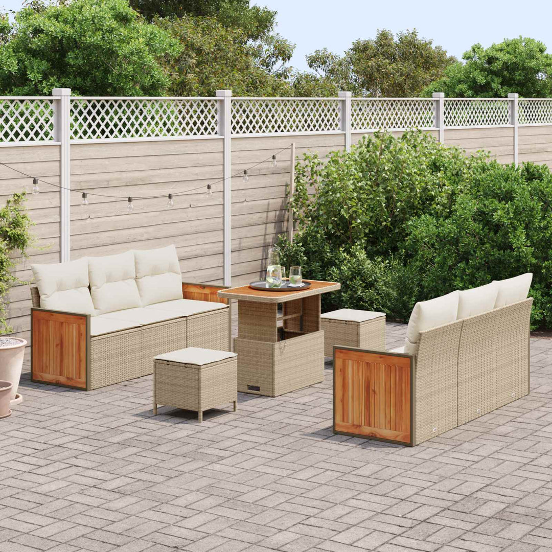 Havesofa Sæt med pude 9 pcs Beige og creme