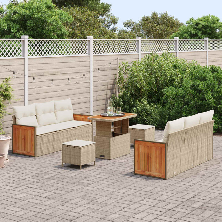 Havesofa Sæt med pude 9 pcs Beige og creme