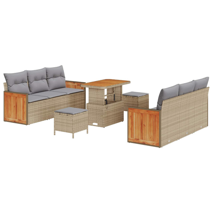 Havesofa Sæt med pude 9 pcs Beige og lys grå