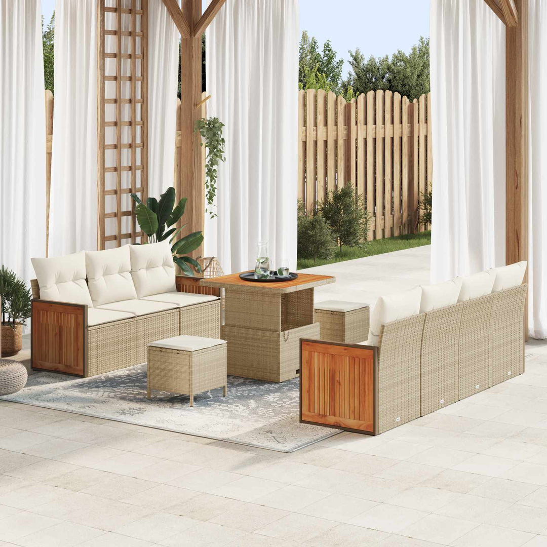Havesofa Sæt med pude 10 pcs Beige og creme