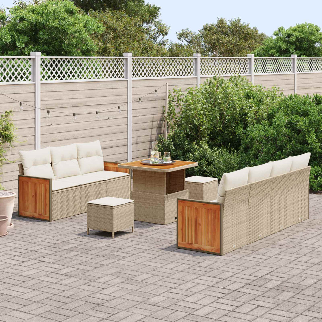 Havesofa Sæt med pude 10 pcs Beige og creme