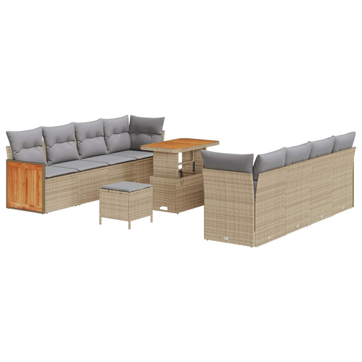 Havesofa Sæt med pude 11 pcs Beige og lys grå