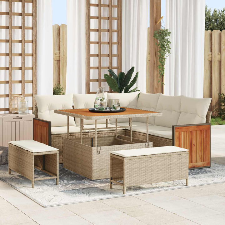Havesofa Sæt med pude 8 pcs Beige og creme