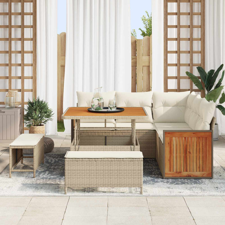Havesofa Sæt med pude 8 pcs Beige og creme