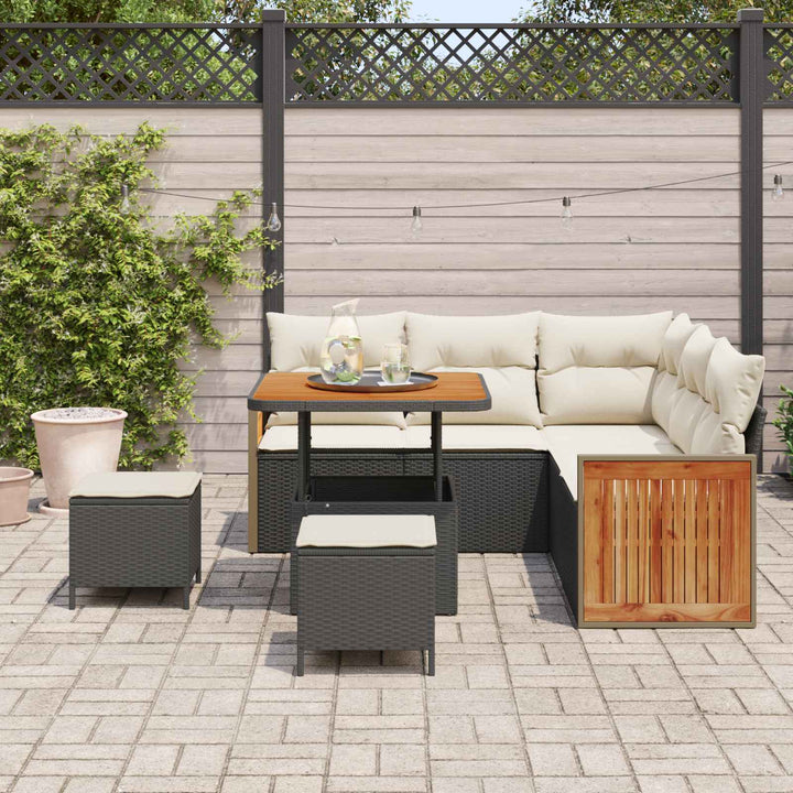 Havesofa Sæt med pude 8 pcs Sort og Cream
