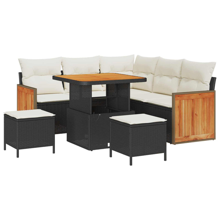 Havesofa Sæt med pude 8 pcs Sort og Cream