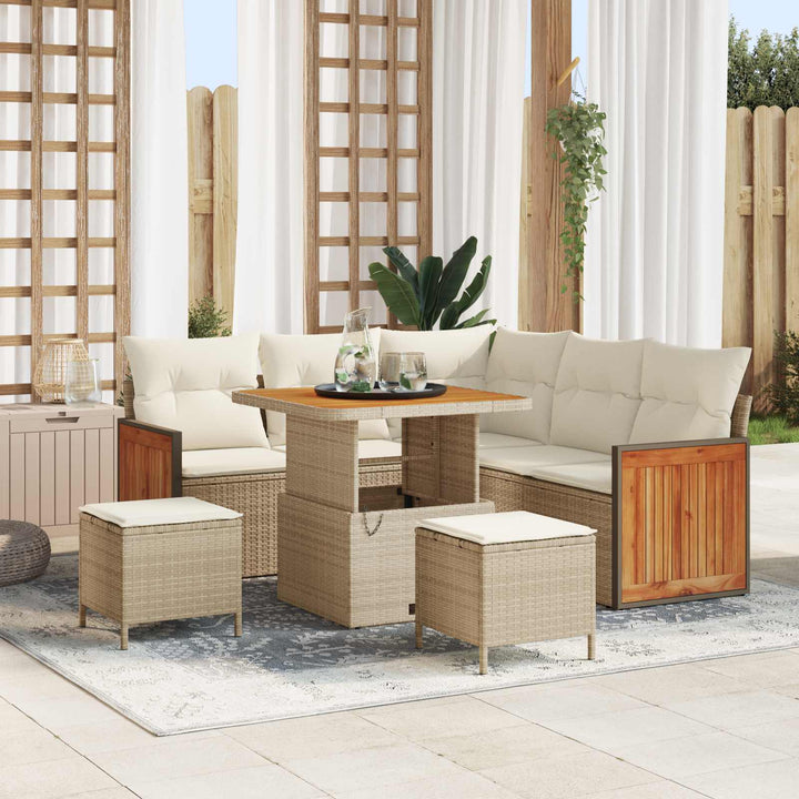 Havesofa Sæt med pude 8 pcs Beige og creme