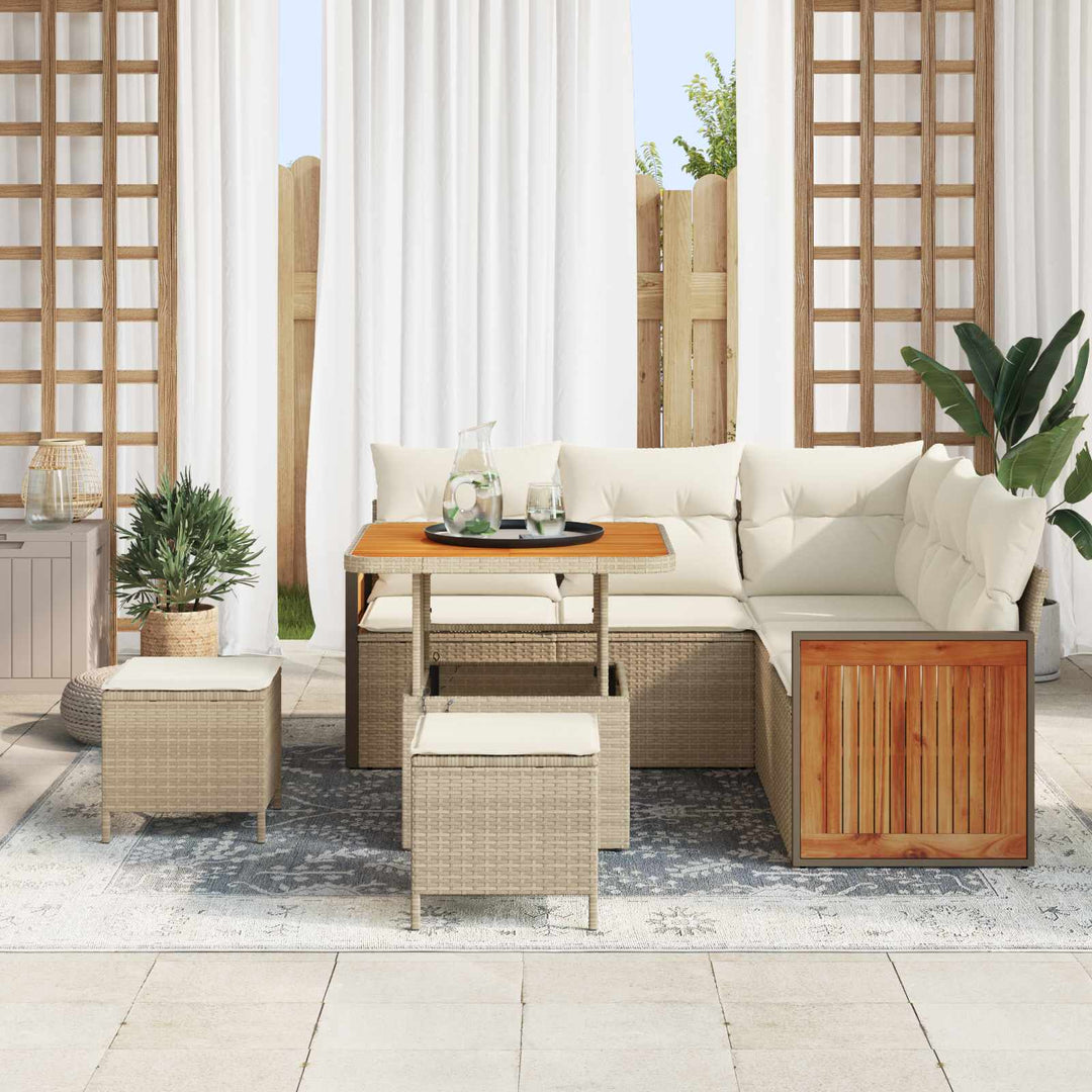 Havesofa Sæt med pude 8 pcs Beige og creme