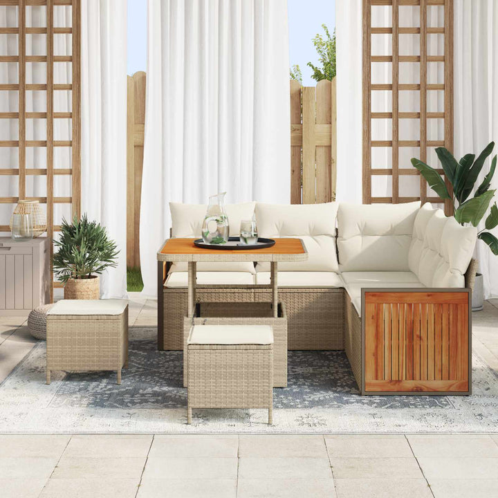 Havesofa Sæt med pude 8 pcs Beige og creme