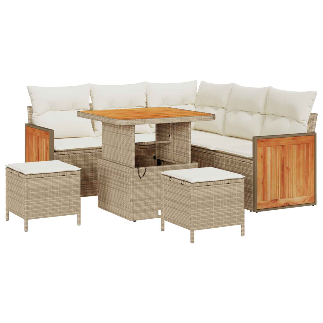 Havesofa Sæt med pude 8 pcs Beige og creme