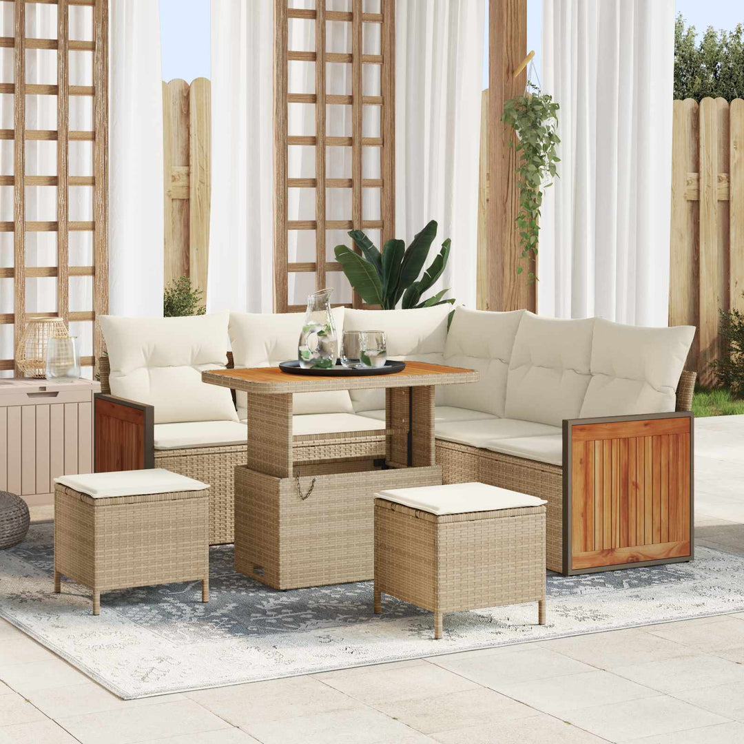 Havesofa Sæt med pude 8 pcs Beige og creme