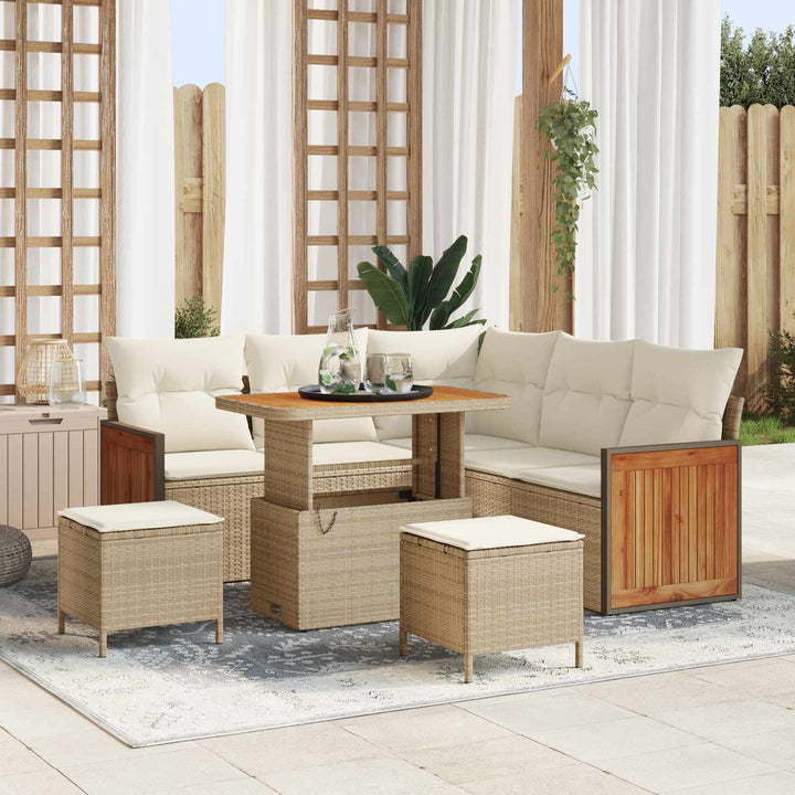 Havesofa Sæt med pude 8 pcs Beige og creme