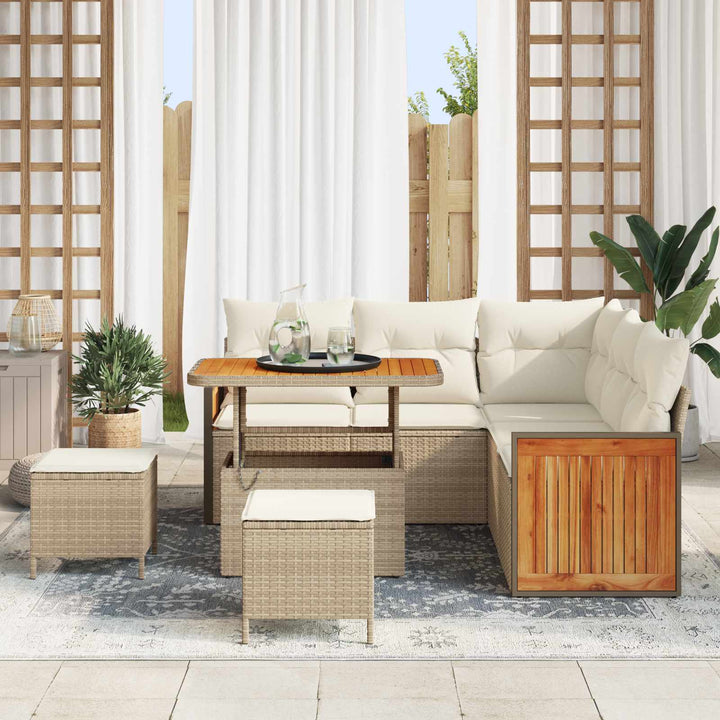 Havesofa Sæt med pude 8 pcs Beige og creme