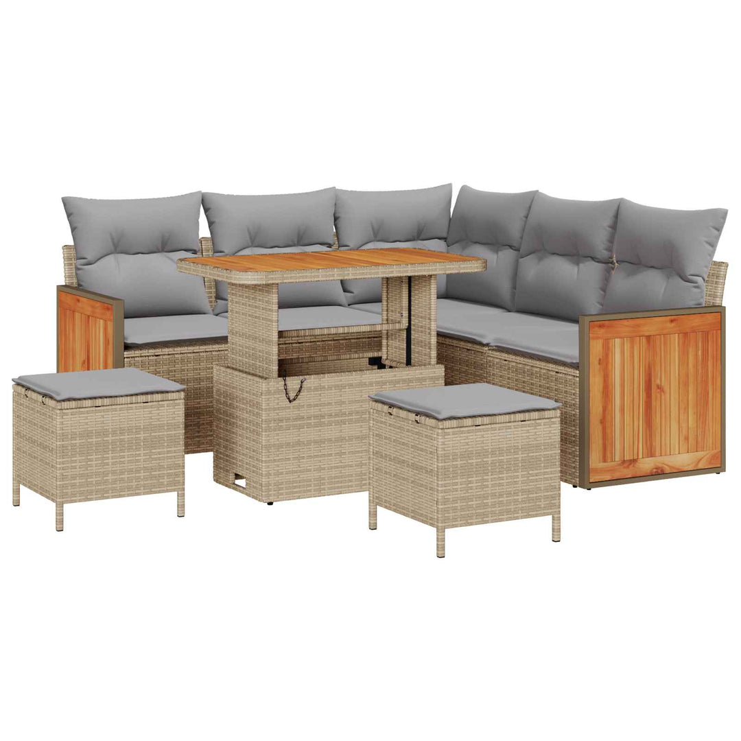 Havesofa Sæt med pude 8 pcs Beige og lys grå