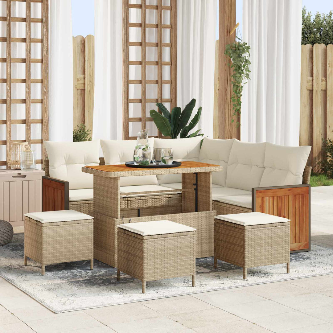 Havesofa Sæt med pude 9 pcs Beige og creme