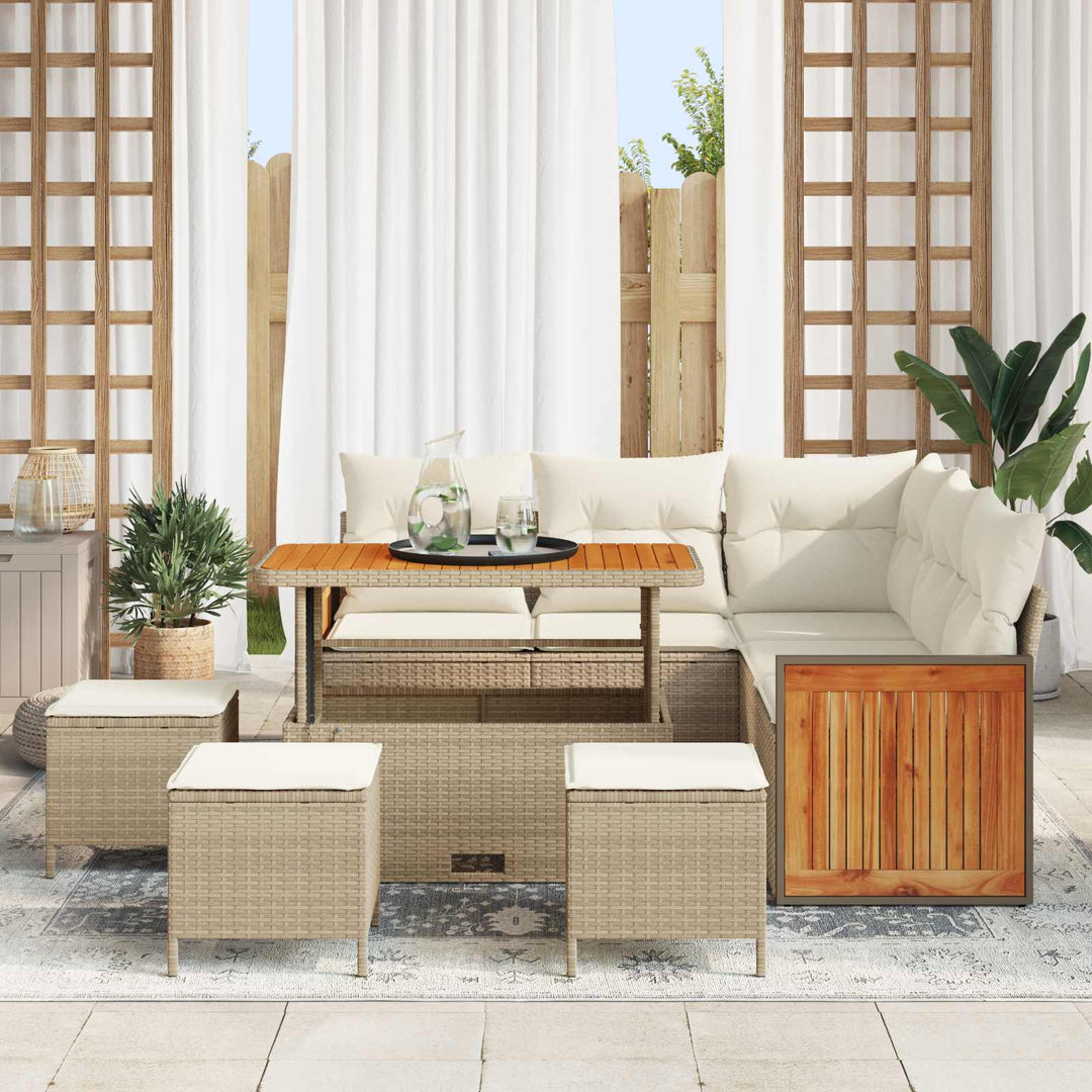 Havesofa Sæt med pude 9 pcs Beige og creme