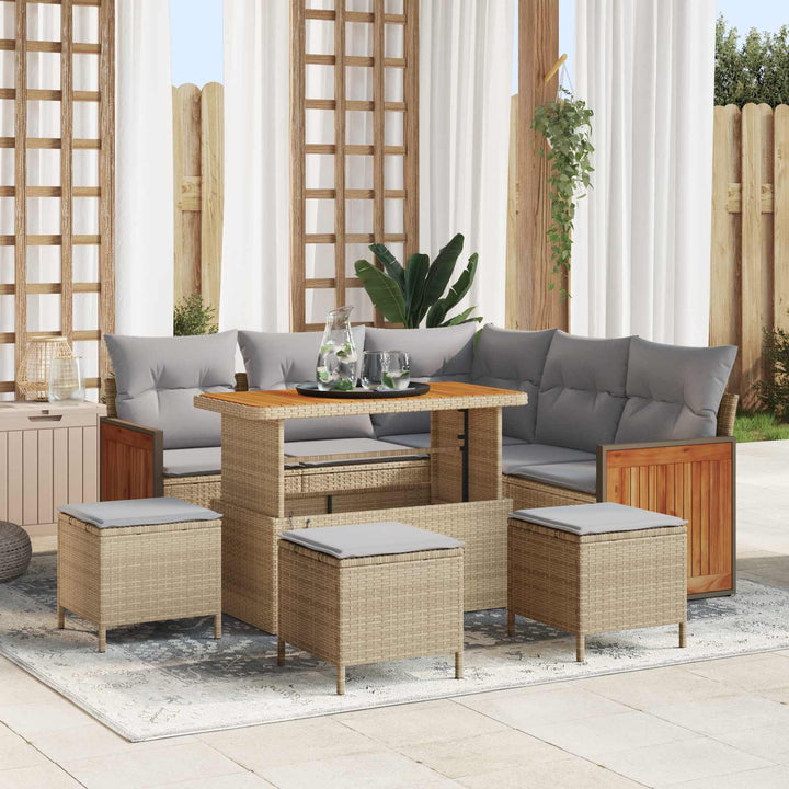 Havesofa Sæt med pude 9 pcs Beige og lys grå