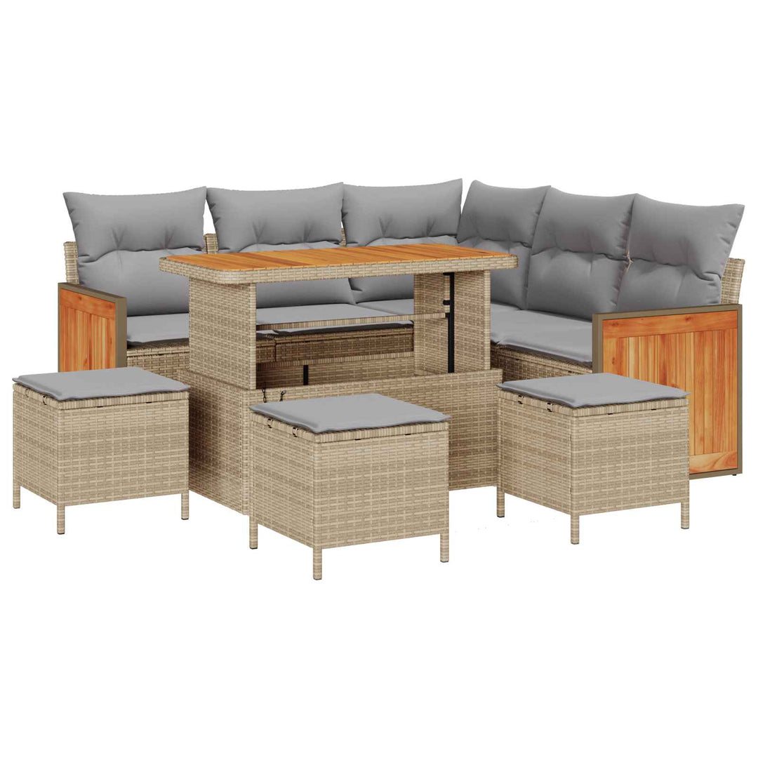 Havesofa Sæt med pude 9 pcs Beige og lys grå