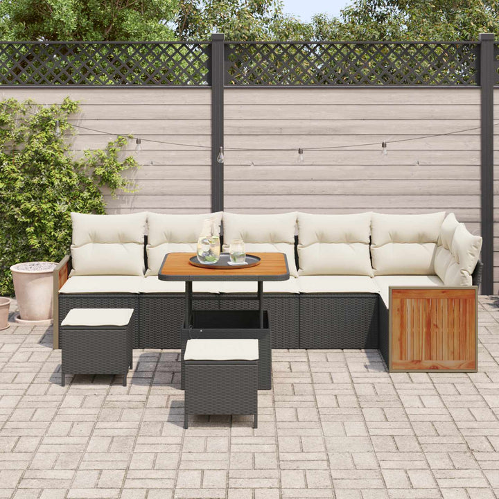 Havesofa Sæt med pude 9 pcs Sort og Cream