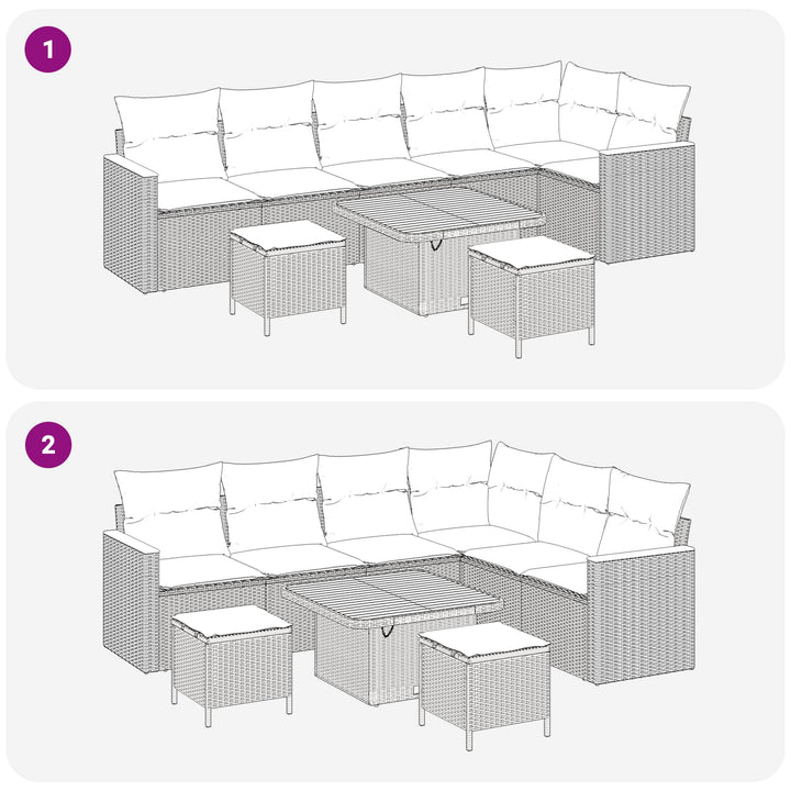 Havesofa Sæt med pude 9 pcs Sort og Cream