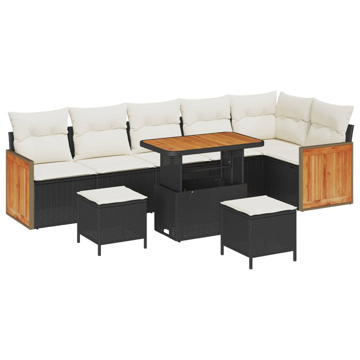 Havesofa Sæt med pude 9 pcs Sort og Cream