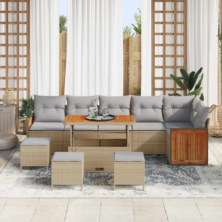 Havesofa Sæt med pude 10 pcs Beige og lys grå
