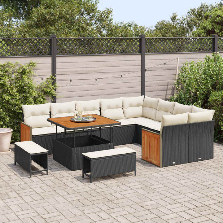 Havesofa Sæt med pude 12 pcs Sort og Cream