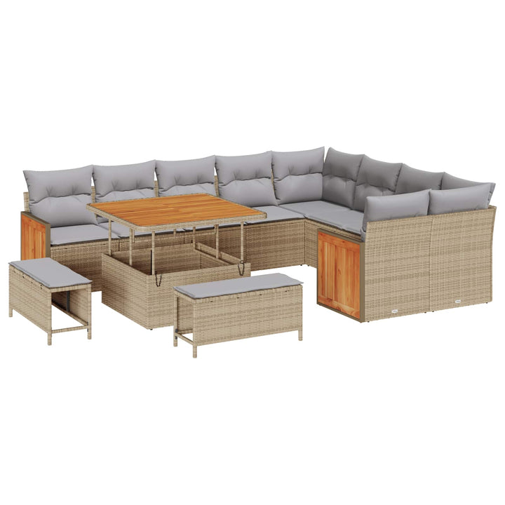 Havesofa Sæt med pude 12 pcs Beige og lys grå