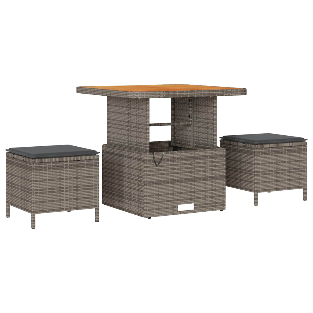 Havesofa Sæt 12 pcs Grå Poly Rattan og pulverlakeret stål