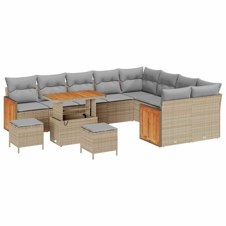 Havesofa Sæt med pude 12 pcs Beige og lys grå