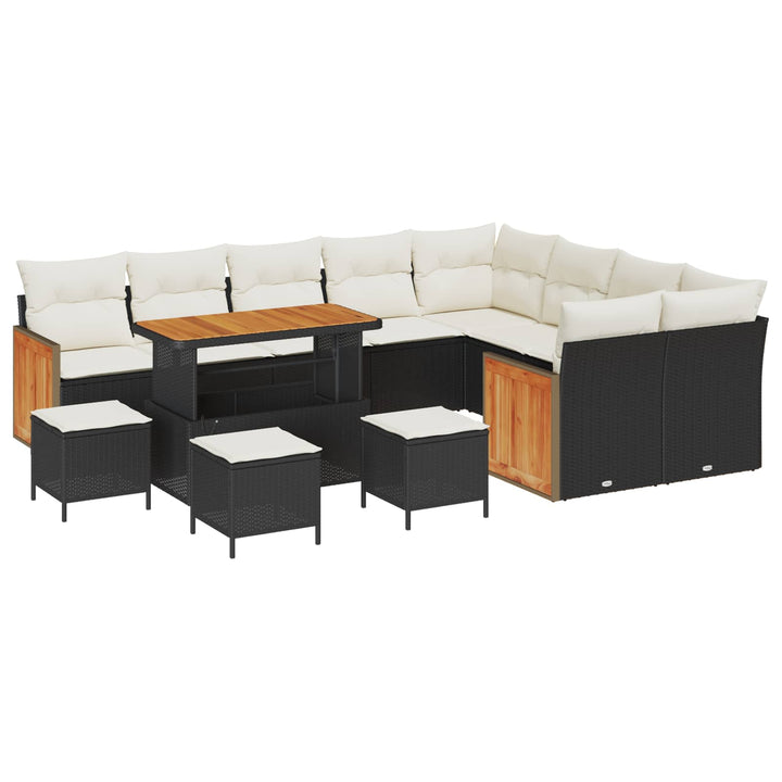 Havesofa Sæt med pude 13 pcs Sort og Cream