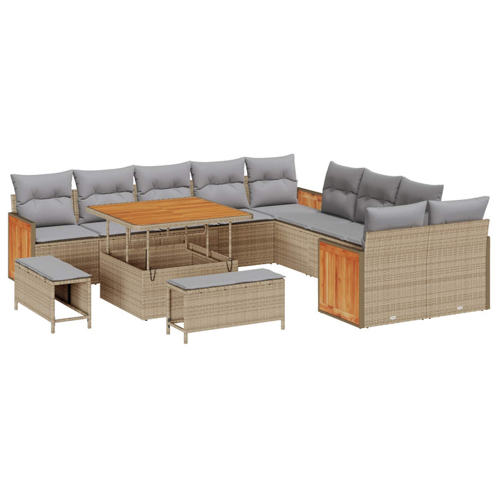 Havesofa Sæt med pude 13 pcs Beige og lys grå