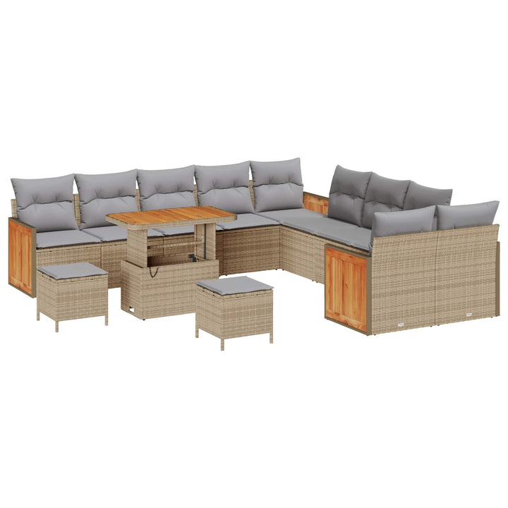 Havesofa Sæt med pude 13 pcs Beige og lys grå