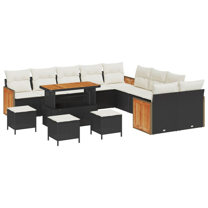 Havesofa Sæt med pude 14 pcs Sort og Cream