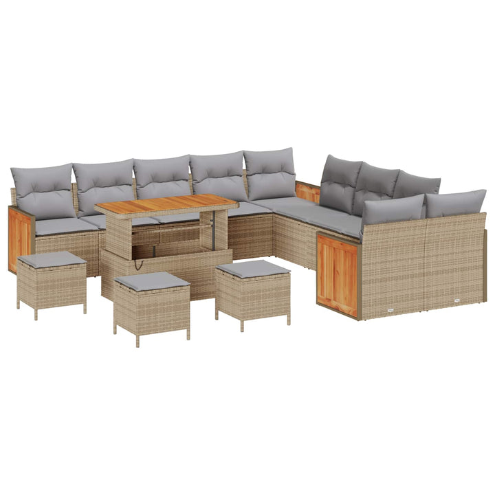 Havesofa Sæt med pude 14 pcs Beige og lys grå