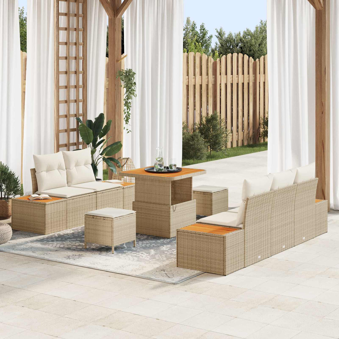 Havesofa Sæt med pude 8 pcs Beige og creme