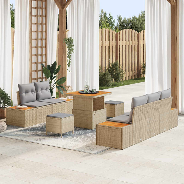 Havesofa Sæt med pude 8 pcs Beige og lys grå