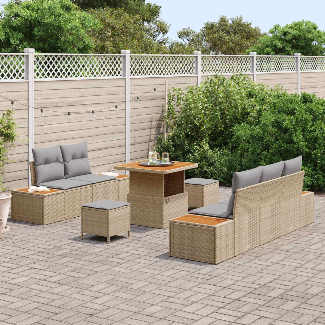 Havesofa Sæt med pude 8 pcs Beige og lys grå