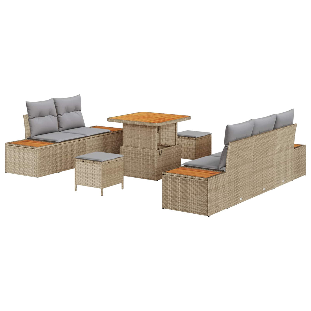 Havesofa Sæt med pude 8 pcs Beige og lys grå