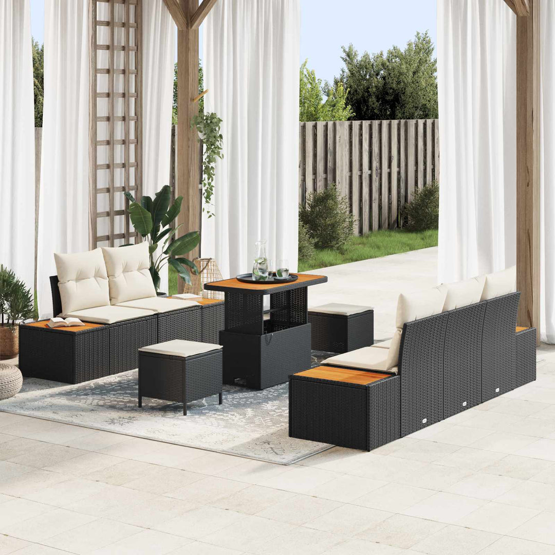 Havesofa Sæt med pude 8 pcs Sort og Cream