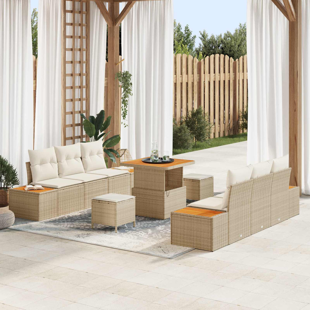 Havesofa Sæt med pude 9 pcs Beige og creme