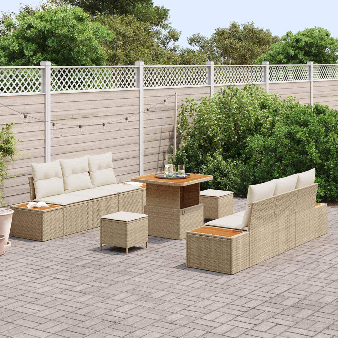 Havesofa Sæt med pude 9 pcs Beige og creme