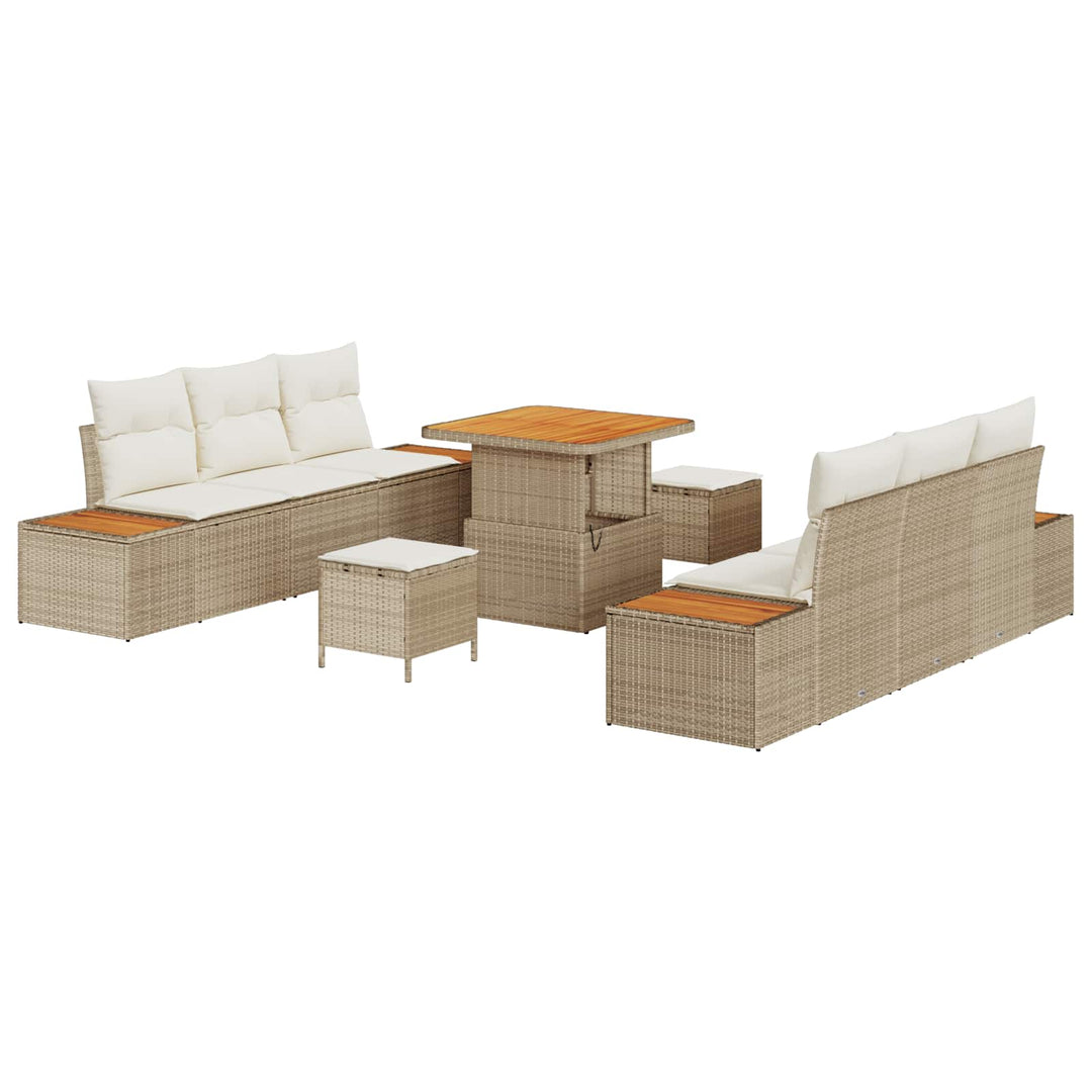 Havesofa Sæt med pude 9 pcs Beige og creme
