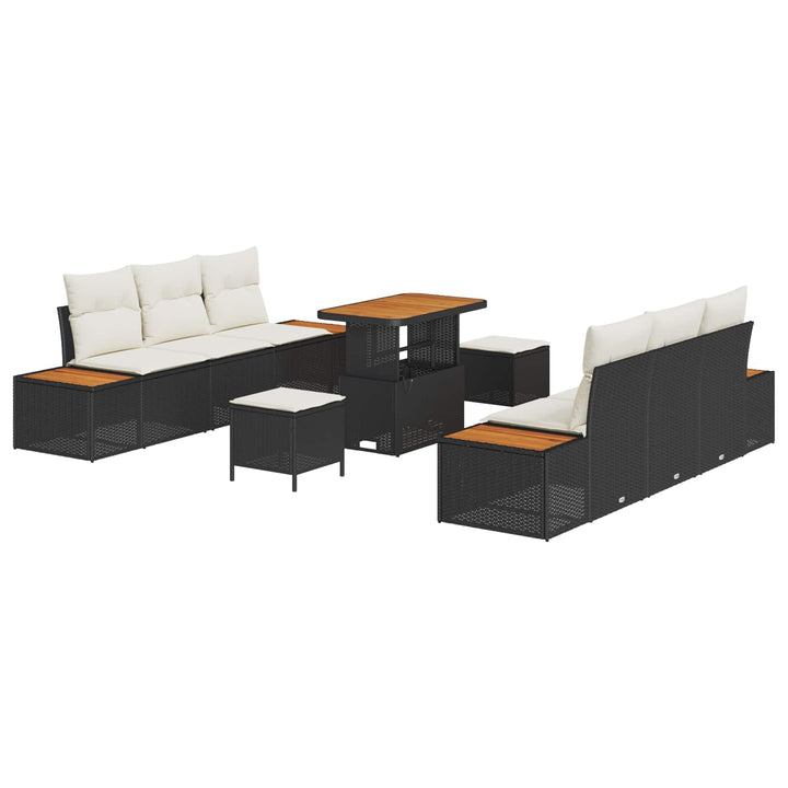 Havesofa Sæt med pude 9 pcs Sort og Cream