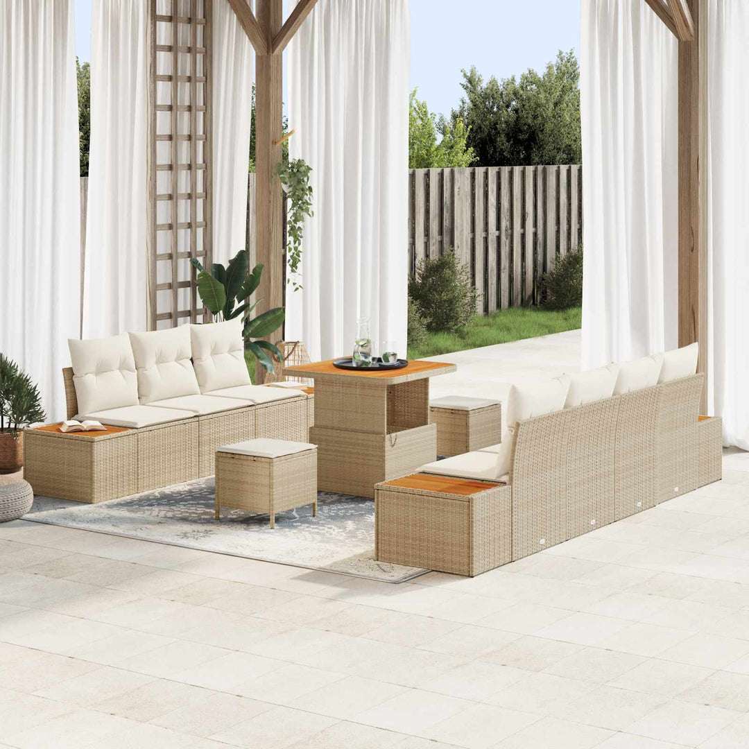 Havesofa Sæt med pude 10 pcs Beige og creme