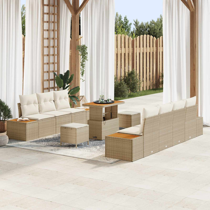 Havesofa Sæt med pude 10 pcs Beige og creme